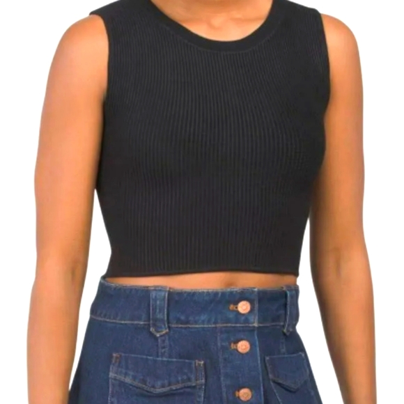 House of Harlow 1960 Crewneck Ribbed Knit Crop Top, S, XL - Picture 7 of 9